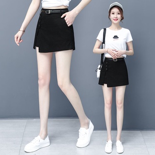 Pantalones cortos casuales, faldas de cintura alta de verano, la nueva versión coreana de los pantalones de pierna ancha era una falda de falda delgada de dos piezas (9)