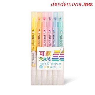 desdemona 6 pzs rotulador borrable de doble cabeza/marcador pastel líquido/lápiz fluorescente/dibujo/papelería