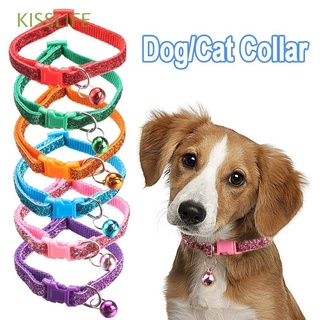 kisslife collares de lentejuelas para gatos/colgante de campana para cachorro/collar de perro/suministros para mascotas/hebilla ajustable/accesorios para gatos/collar multicolor