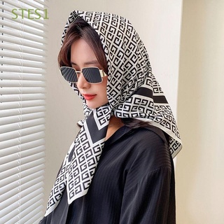 STES1 Sencillo Bufanda cuadrada Todo partido Bufandas de estilo coreano Bufanda estampada Pañuelo Mujeres Accesorios de ropa de colocación Elegante Accesorios de bufanda Seda Mantón de mujer