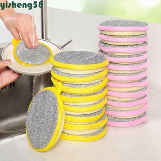 Yisheng esponja de limpieza redonda de doble cara paños de limpieza de platos trapos para olla, limpieza de platos herramientas de limpieza del hogar multifunción antiadherente