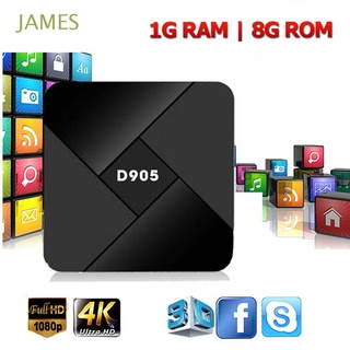 james 4k tv box 1gb+8gb reproductor multimedia smart tv box entretenimiento hogar hdmi reproductor multimedia quad core wifi android tv receptores