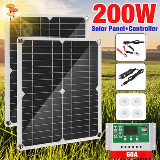 200W Panel Solar Kit 60A 12V Cargador De Batería Con Controlador De Caravana Barco (1)