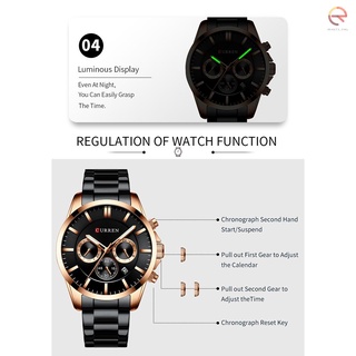 reloj de pulsera curren 8358 impermeable para hombres/reloj con correa de acero inoxidable (7)