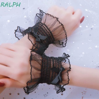 RALPH Korean Lace Hand Sleeves Sweet Bow Hand Wrist Cuffs Transparent Fashion Maid Girl Thin Cosplay Lolita/Multicolor (1)