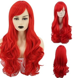 peluca de peluca de sirenita ariel pequeña peluca cosplay sintética larga roja rizada peluca de disfraces