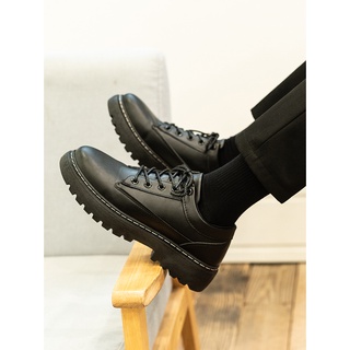 Zapatos de cuero negro estilo coreano para hombre