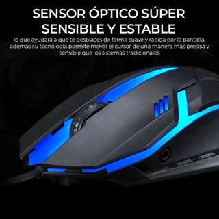 Mouse usb gamer ratón con Luz led diseño ergonomico sensor super sensible y estable universal RGB (5)