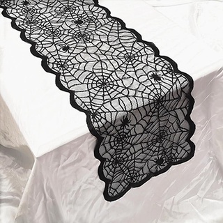 Halloween mesa bandera de encaje araña Web chimenea manto bufanda cubierta mantel