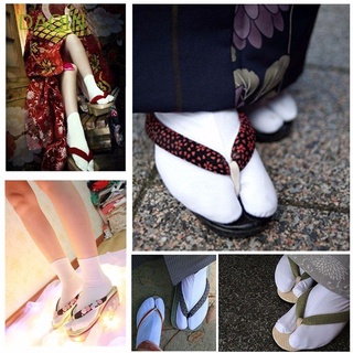 DAQIN Solid Japanese Kimono Tabi Ninja Flip Two Toe Socks Sandal Flop Geta Split Unisex/Multicolor