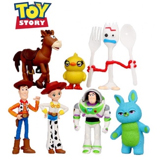 Disney Toy Story 4 Woody Lightyear Rex Alien Bear 7PCS figura de acción Cake Topper seguro portátil y práctico