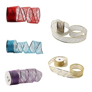 Spt 50 yardas/rollo de purpurina transparente con cable de Organza de navidad cinta de cinta para boda fiesta decoración DIY artesanía embalaje