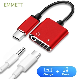 EMMETT 2 in 1 Adapter 3.5mm Earphone Jack Earphone Adapter Type C To 3.5 mm Charging USB C For Huawei Xiaomi Audio Cable Type-C Audio Splitter/Multicolor