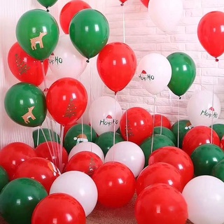 12 pulgadas globo de látex de navidad rojo verde árbol de navidad santa claus impreso globo decoración de navidad (4)
