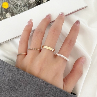 4 unids/Set coreano perla anillo conjunto de moda oro dedo anillos de las mujeres accesorios de joyería regalo