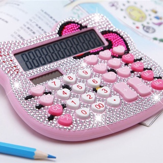 Diytool.Br 1pza Mini Calculadora De Plástico con pedrería y Cristal/Diamante/Hello Kitty/energía Solar/Material Escolar/oficina (Gouqi) (1)