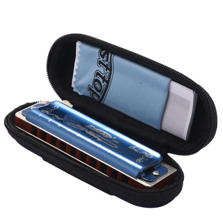 Instrumento Musical armónica C llave Woodwind T008K 10 agujeros azul con caja De Plástico paño limpio (4)