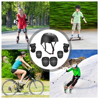 JUGUETES Ajustable Protector de rodilla para muñeca Deportes Juego de coderas Casco Protector de bicicleta Niños niñas Seguridad Casco de scooter Rodilleras para niños/Multicolor (6)