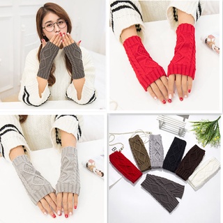 Women Hand Warmer Winter Knitted Gloves Crochet Knitting Mitten Fingerless Gloves