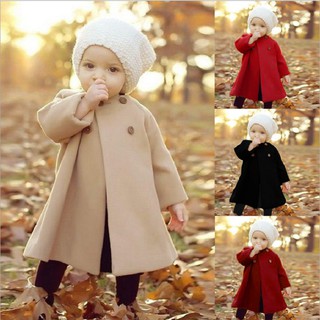 Niñas primavera y otoño nuevo abrigo color sólido cuello redondo abrigo moda casual abrigo de lana abrigo para niños (1)