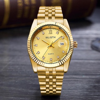 exquisito oro de lujo reloj de cuarzo luminoso moda reloj de negocios.