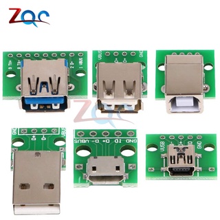10pcs Micro USB/Mini A/B/2.0/3.0 Macho/Hembra Conector Interfaz 2.54 Mm DIP PCB Convertidor Adaptador De Tablero De Ruptura (2)