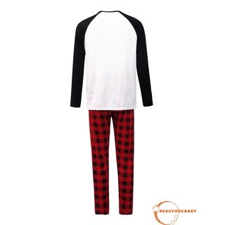 B: pijamas de navidad para la familia, manga larga, Tops Raglan de manga larga, conjunto de pantalones a cuadros Loungewear (6)