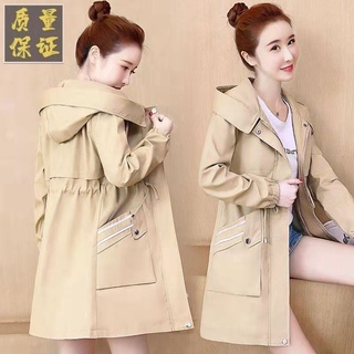 Abrigo largo doble capa con forro gabardina para mujer primavera y otoño nuevo estilo coreano cintura adelgazante medi