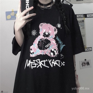 stock listo harajuku gótico mujer camiseta kawaii unisex anime camiseta hip hop verano top