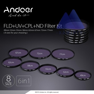 Andoer 52mm UV+CPL+FLD+ND(ND2 ND4 ND8) Kit de filtro de fotografía ultravioleta Circular polarizado Fl (8)