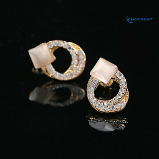 [ER] 1 par de aretes de diamantes de imitación de cristal elegantes para mujer y mujer