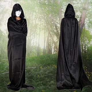 Capa de muerte negra con capucha capa de Halloween fiesta disfraz COS vampiro vestido de bruja disfraz de máscara
