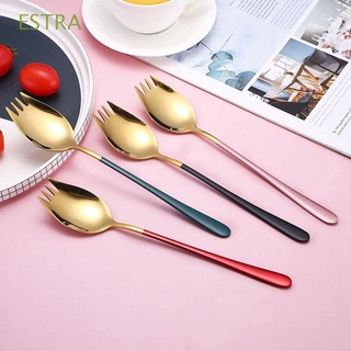 ESTRA 2 in 1 Salad Fork With Long Handle Dinner Spoon Dinner Fork Tableware Fruit Spoon Dinnerware 1Pcs Durable Multifunction Kitchen Accessories
