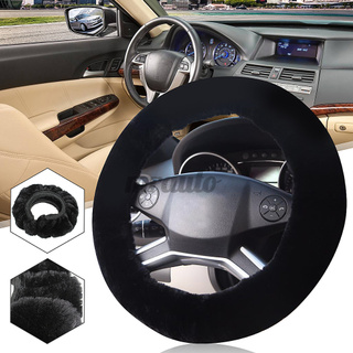 Cubierta de volante de coche suave y corta de felpa/funda Universal para asiento de coche/cubierta para volante/accesorios interiores de automóvil