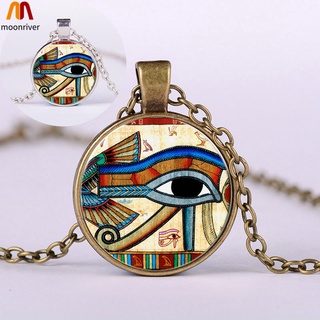 MR collar colgante Retro egipcio con colgante de ojo de Horus para mujer joyería de vidrio redondo regalo de joyería (1)