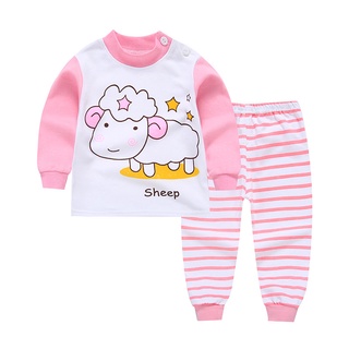 0-5años listo stock rosa pijamas conjunto para bebé niñas con mangas largas precioso impreso y adecuado (3)