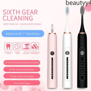 ready usb recargable cepillo de dientes eléctrico 6 modos impermeable 4*reemplazo cepillos beautyy4