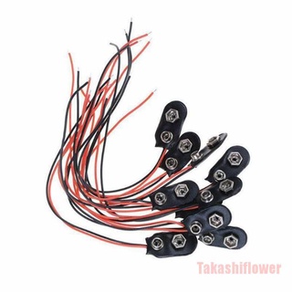 Takashiflower Bulk 10 Piezas Snap 9V (9 Voltios) Conector De Clip De Batería Tipo I Negro w Cable