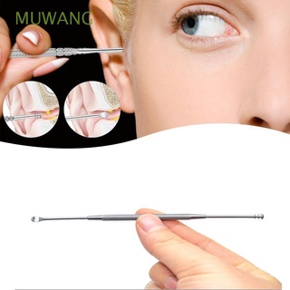 muwang seguridad doble extremo belleza espiral oreja pick earpick cuidado de la oreja cuchara curette herramienta limpiador de acero inoxidable (1)