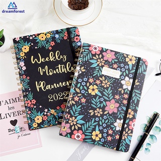 2022 Planner A5 Coil Notebook Annual Schedule Flower Notepads Daily Plan Time Management Agenda Stationery