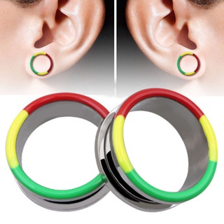 [tiktok hot] 2 piezas de acero inoxidable túnel de oído tapón de oído expansores joyería corporal (7)