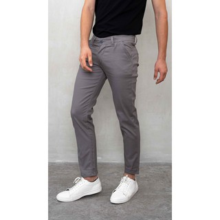 Chino hombres pantalones largos Premium Slim fit Stretch E9N7 largo oscuro ceniza hombres