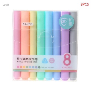 ANGE 8pcs/set Creative Fluorescent Pen Highlighter Pencil Candy Color Drawing Marker Pen