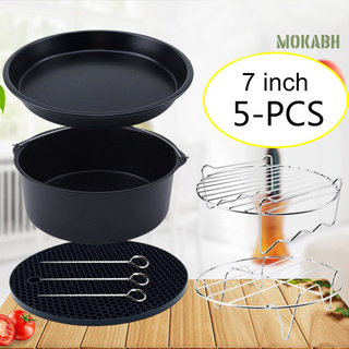 MOKABH herramientas de cocina 5Pcs 7 pulgadas pastel barril resistente al desgaste freidora Kit de accesorios para Phillips Cozyna 3.7QT a 5.8QT para el hogar