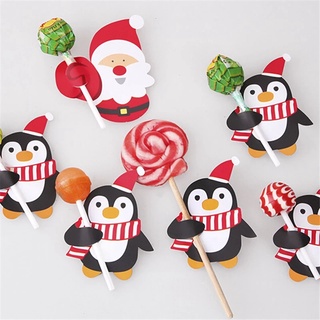 25 Pcs Cartoon Santa Claus Paper Lollipop Cards, Family Children Gift Wrapping, Christmas Gift Decorations