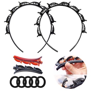 Double Bangs Hairstyle Hairpin Set Hairdressing Hairband Bangs Clip with Hair Clip and Head Rope for Women