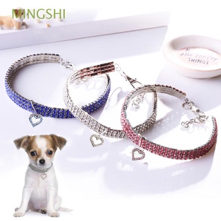 MINGSHI Exquisito Collar de cristal Mini Accesorios para perros Collar de mascota Lindo adj. Colgante Corazón Brillante adj. EsES Diamante brillante Moda F. Mascotas./Multicolor