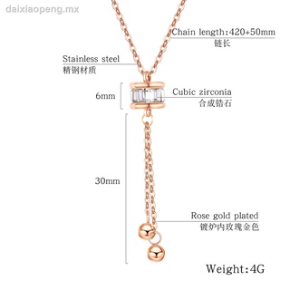 ✗❈Japan and South Korea Titanium Steel Jewelry Japan and South Korea Necklace Wholesale Cylinder Full Rhinestone Transfer Bead Tassel Necklace Stainless Steel Pendant (2)