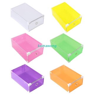 KOMA Drawer Type Translucent Storage Shoe Box Drawer Closet Storage Organizer Plastic Stackable Shoe Boxes Case Foldable Container for Home Living Room Bedroom Office