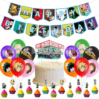 cod my hero academia tema fiesta de cumpleaños decoración conjunto bandera torta topper globo niños bebé fiesta de cumpleaños necesita regalo para (1)